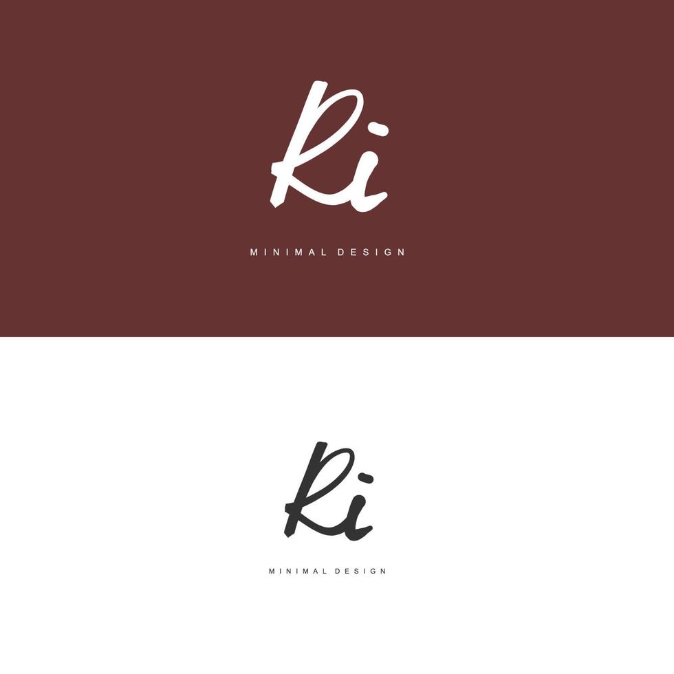 RI Initial handwriting or handwritten logo for identity. Logo with signature and hand drawn style. vector