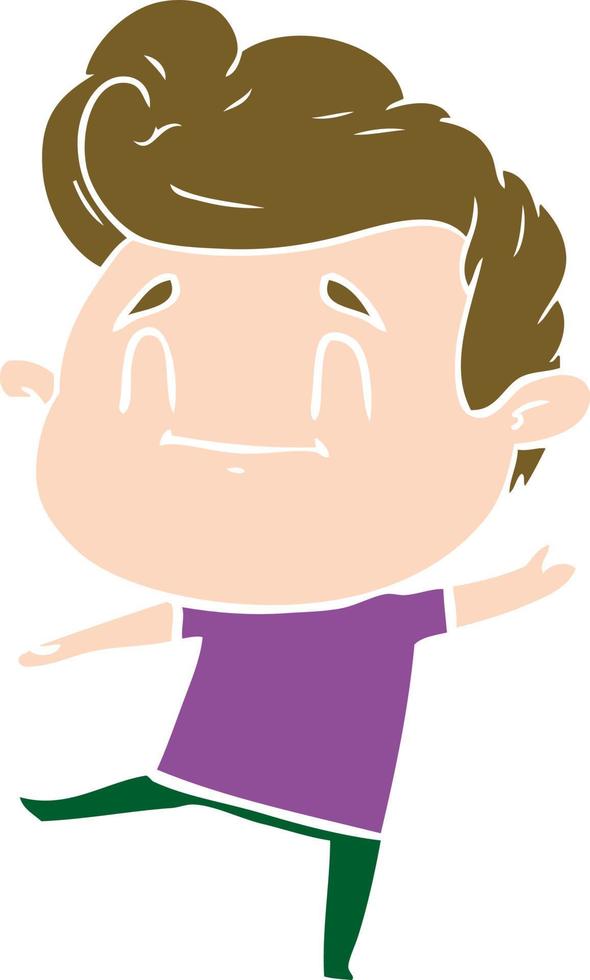 hombre de dibujos animados de estilo de color plano feliz vector