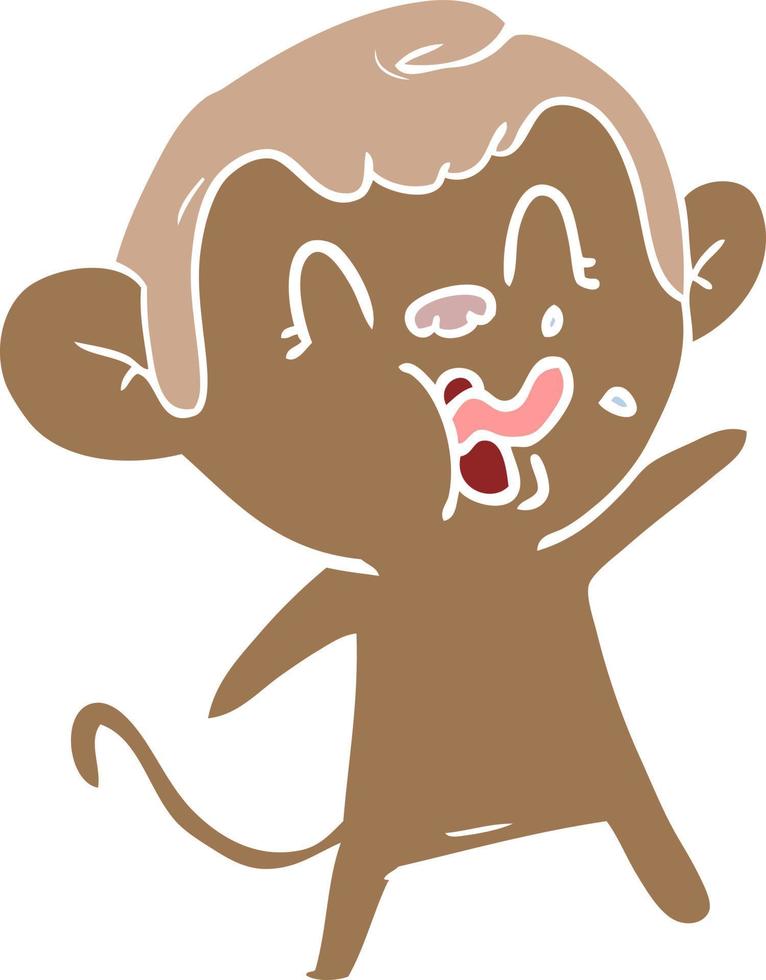 crazy flat color style cartoon monkey vector