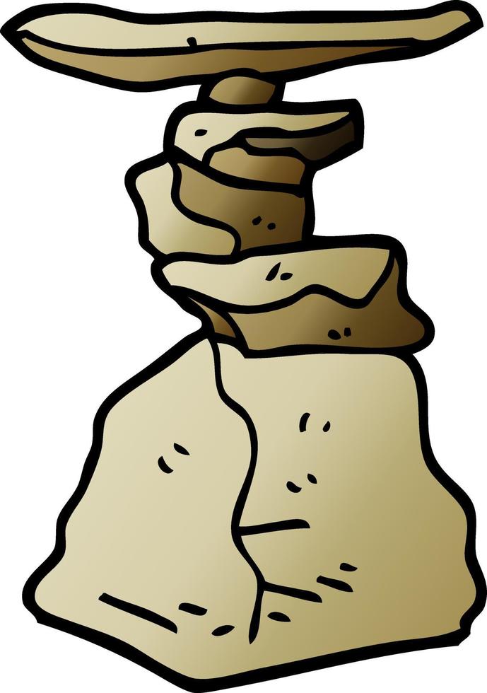 cartoon doodle stacked rocks vector