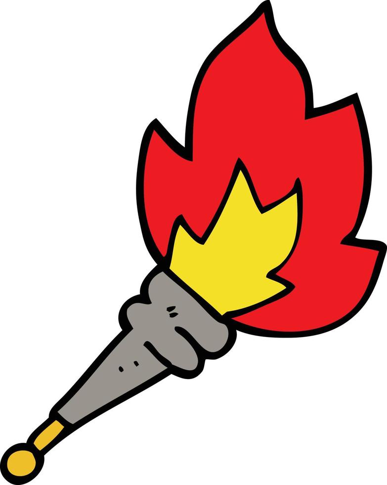 cartoon doodle flaming torch vector