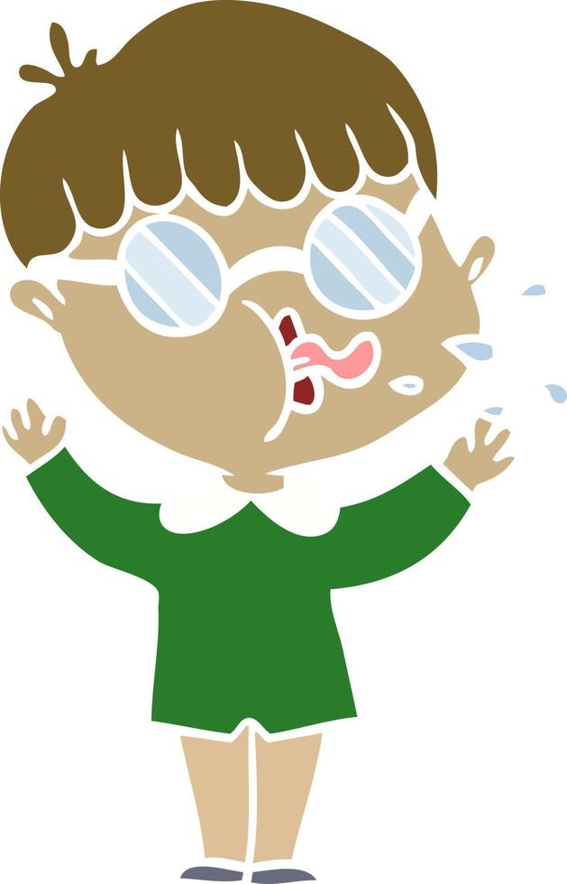 niño de dibujos animados de estilo de color plano con gafas vector