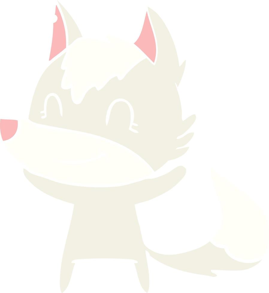 friendly flat color style cartoon wolf vector