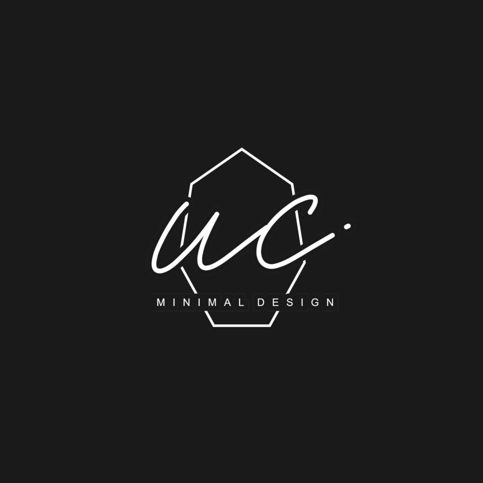 U C UC Initial handwriting or handwritten logo for identity. Logo with signature and hand drawn style. vector