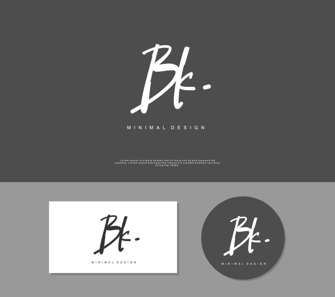 BK Initial handwriting or handwritten logo for identity. Logo with signature and hand drawn style. vector