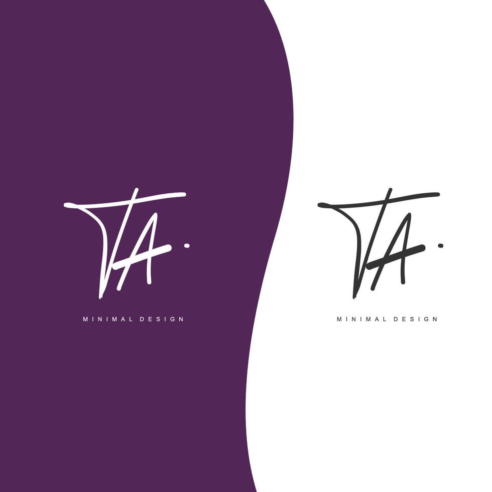 TA Initial handwriting or handwritten logo for identity. Logo with signature and hand drawn style. vector