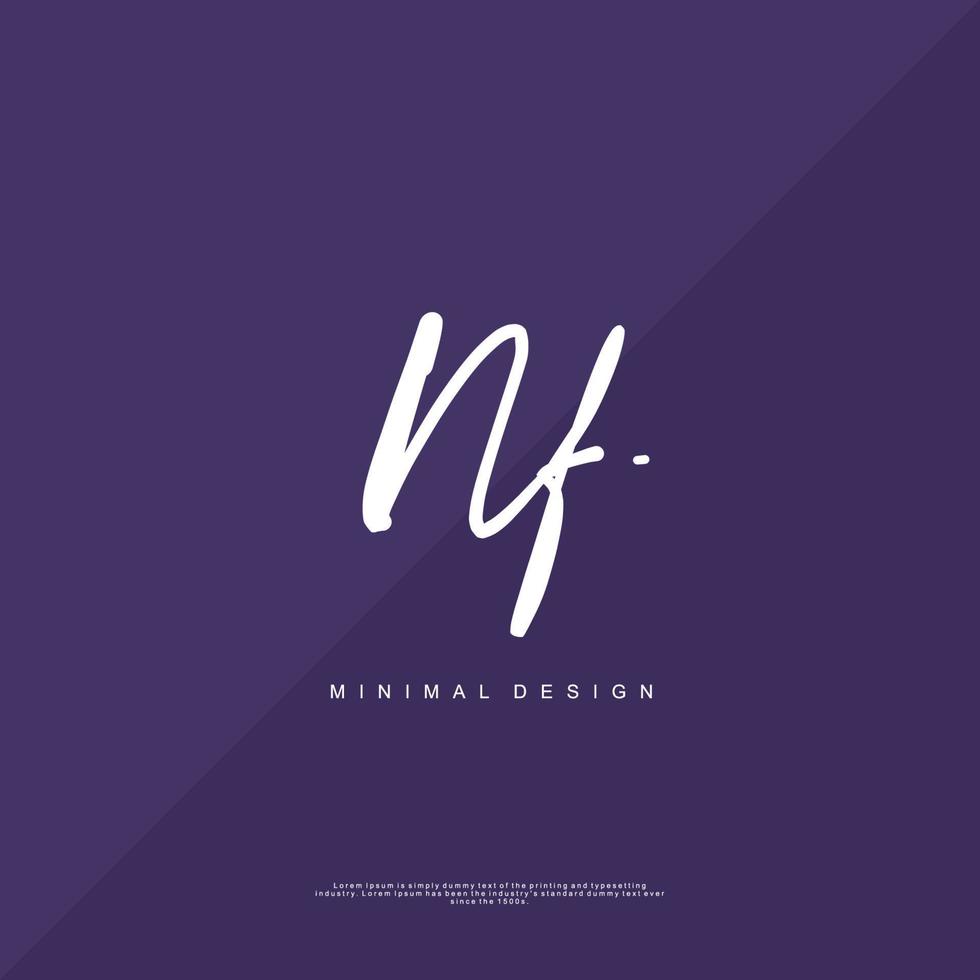 NF Initial handwriting or handwritten logo for identity. Logo with signature and hand drawn style. vector