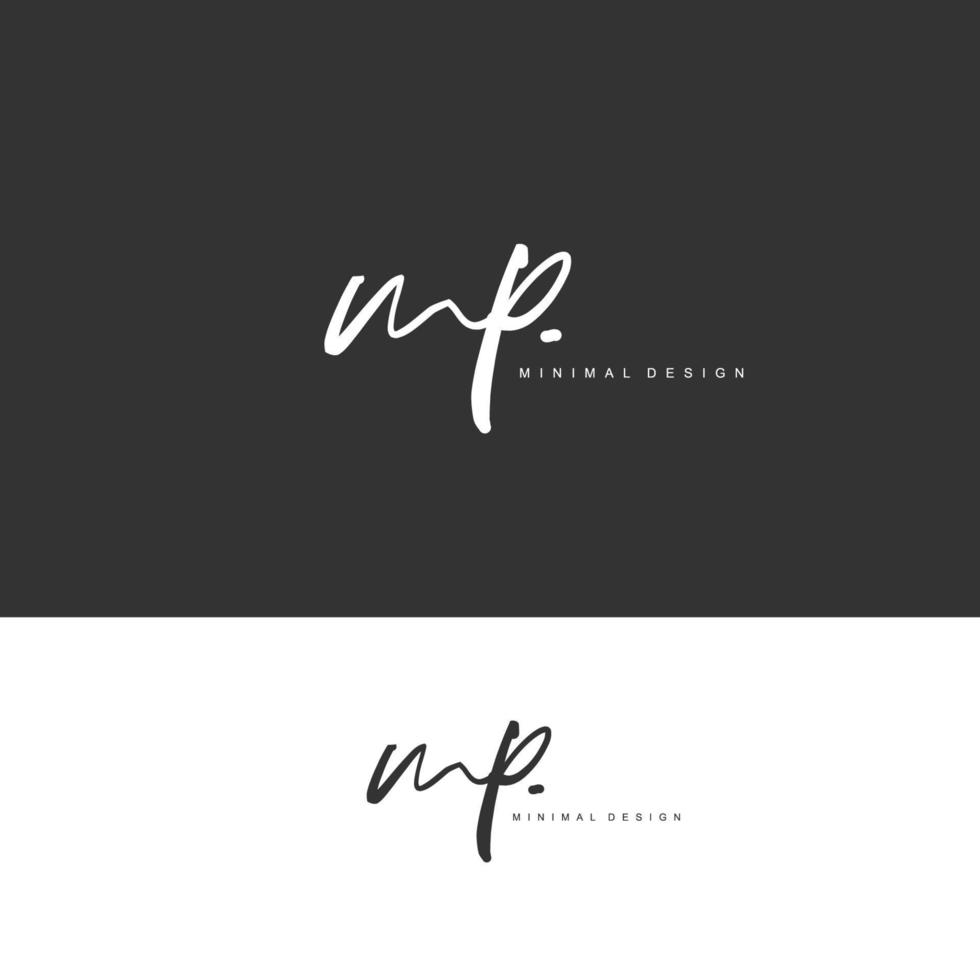 MP Initial handwriting or handwritten logo for identity. Logo with signature and hand drawn style. vector