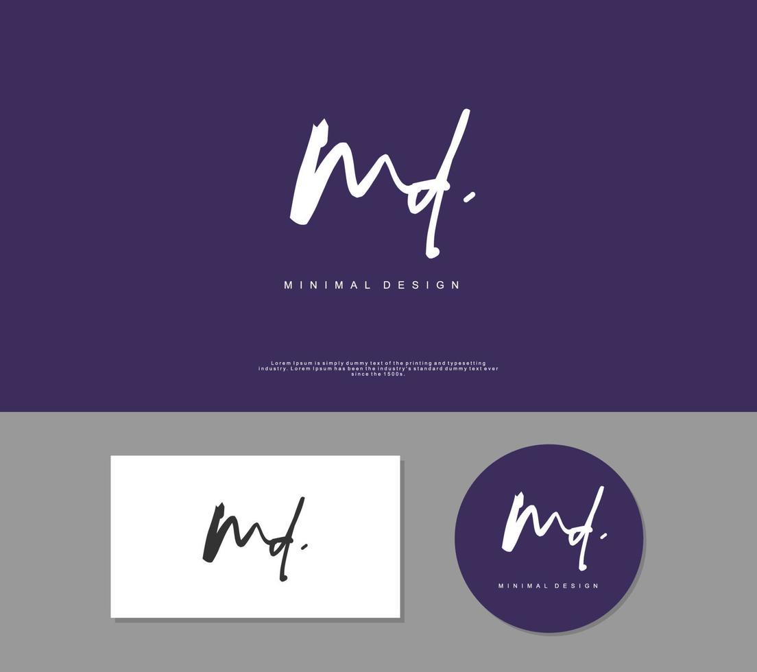 MD Initial handwriting or handwritten logo for identity. Logo with signature and hand drawn style. vector