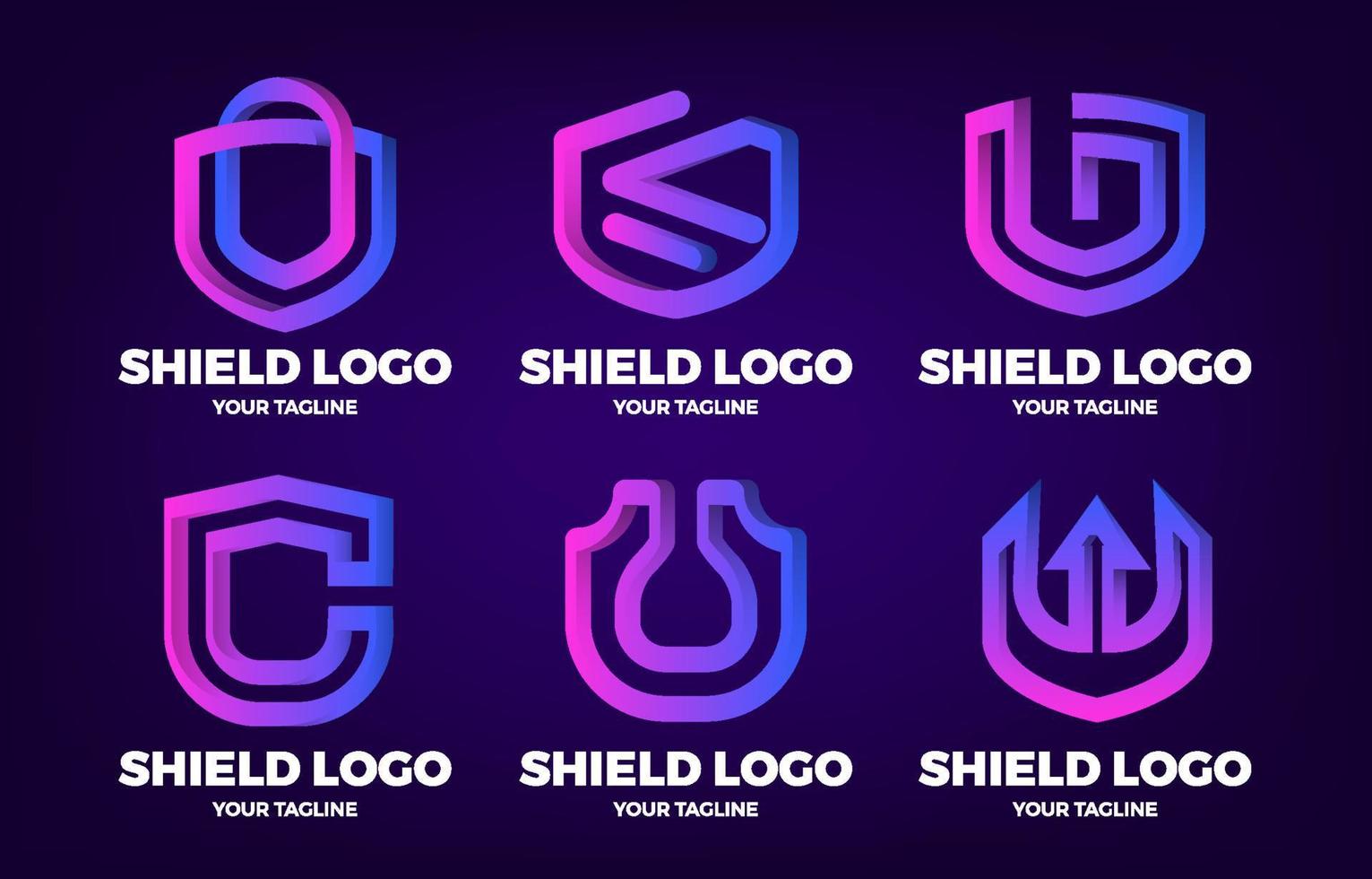 Gradient Shield Logo Collection vector