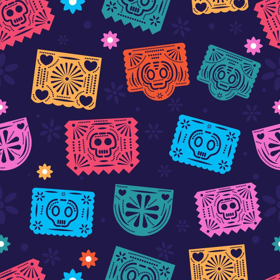 Dia De Los Muertos Papel Picado Seamless Pattern vector