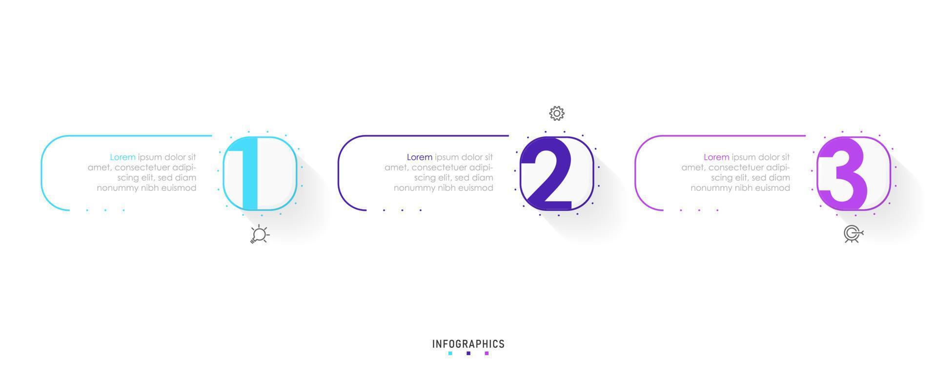 Vector Infographic label design template with icons and 3 options or steps. Can be used for process diagram, presentations, workflow layout, banner, flow chart, info graph.