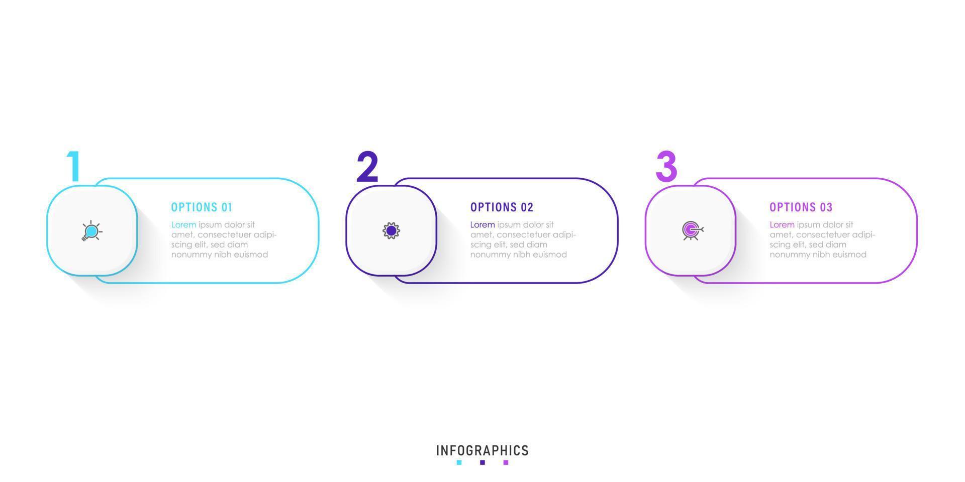 Vector Infographic label design template with icons and 3 options or steps. Can be used for process diagram, presentations, workflow layout, banner, flow chart, info graph.