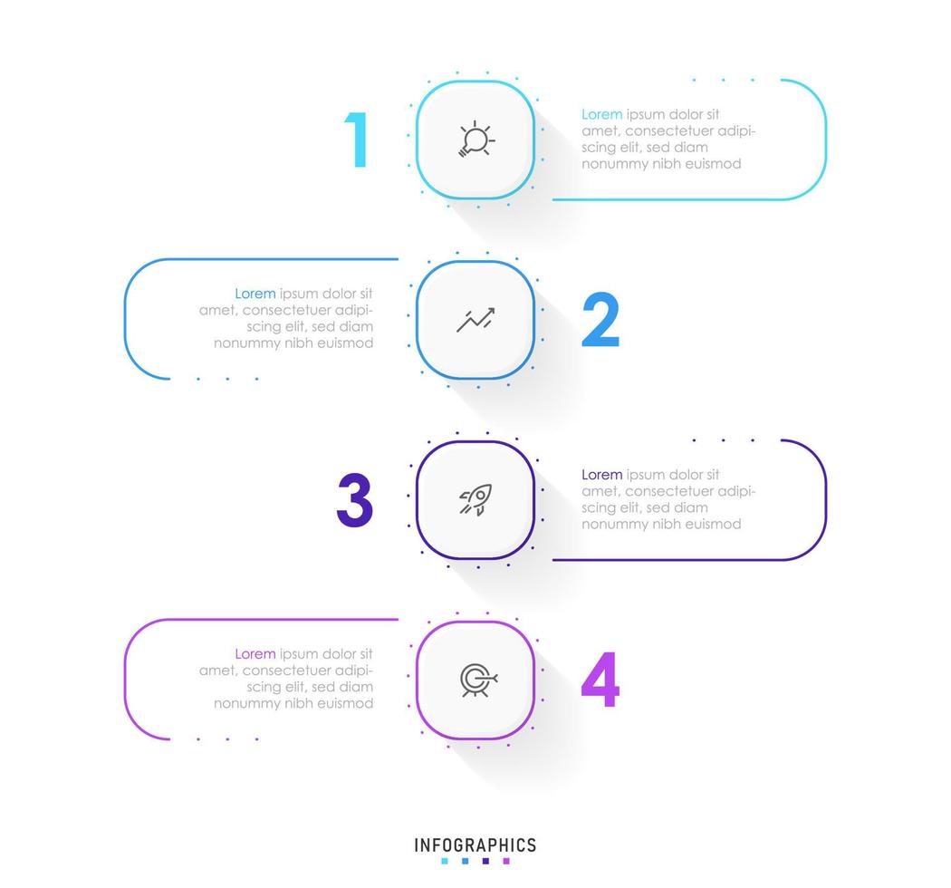 Vector Infographic label design template with icons and 4 options or steps. Can be used for process diagram, presentations, workflow layout, banner, flow chart, info graph.