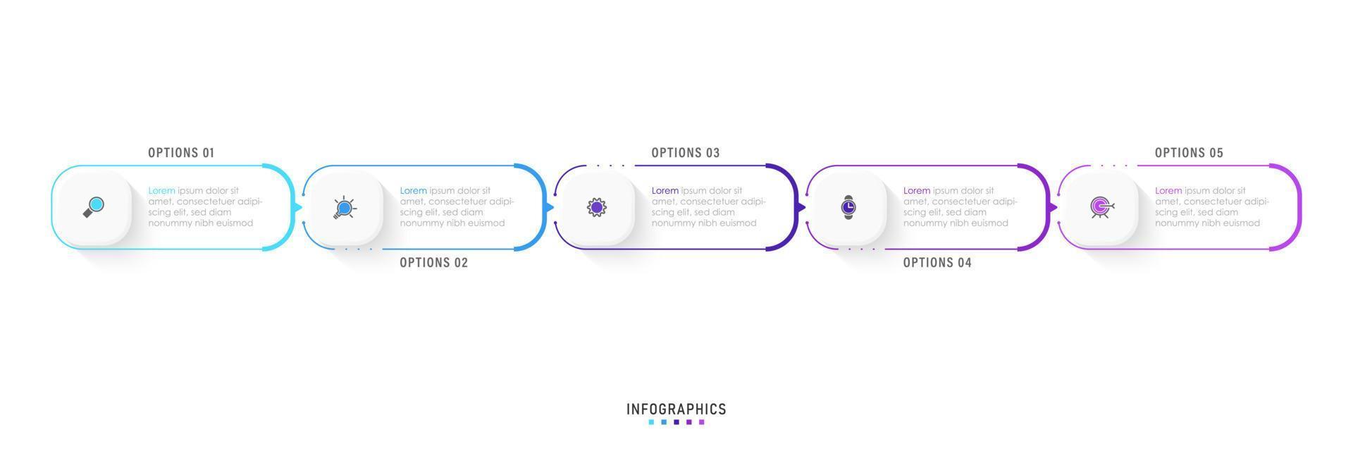 Vector Infographic label design template with icons and 5 options or steps. Can be used for process diagram, presentations, workflow layout, banner, flow chart, info graph.