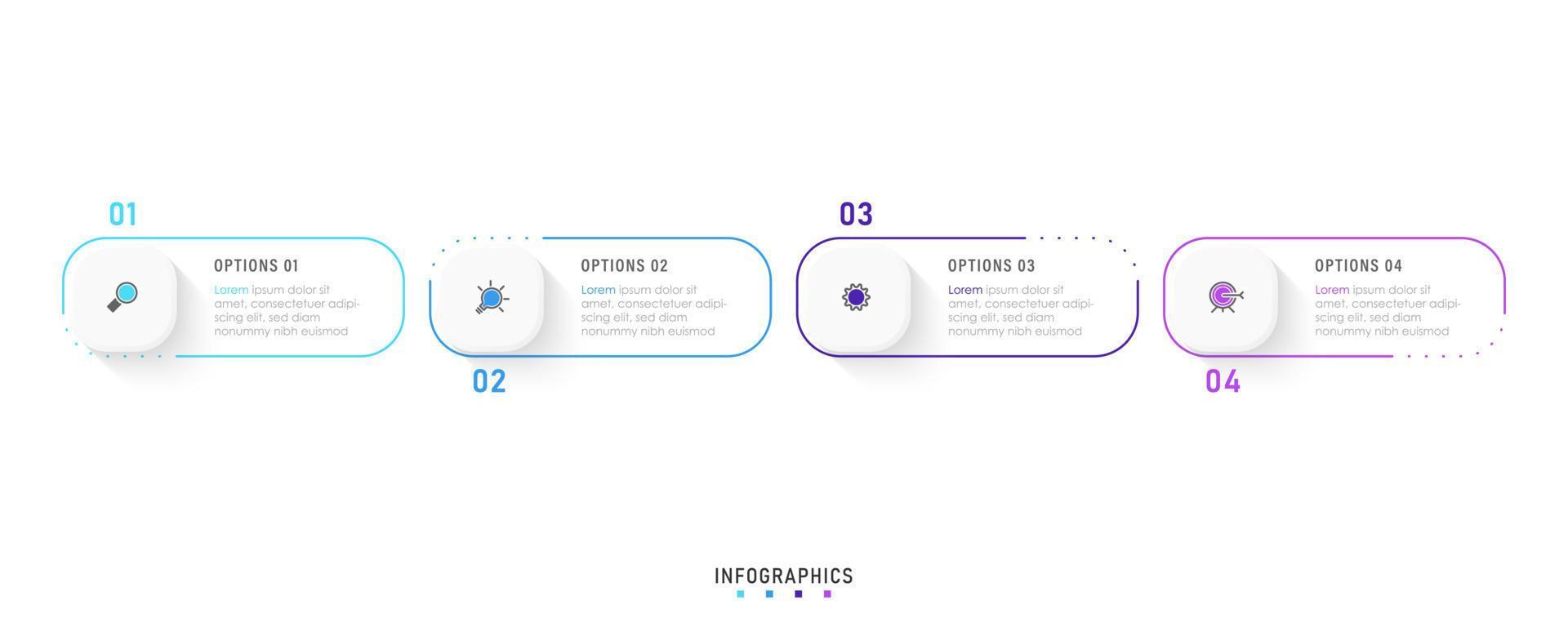 Vector Infographic label design template with icons and 4 options or steps. Can be used for process diagram, presentations, workflow layout, banner, flow chart, info graph.