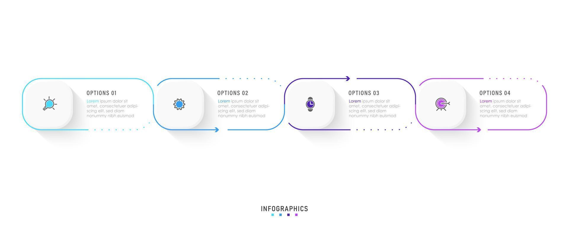 Vector Infographic label design template with icons and 4 options or steps. Can be used for process diagram, presentations, workflow layout, banner, flow chart, info graph.