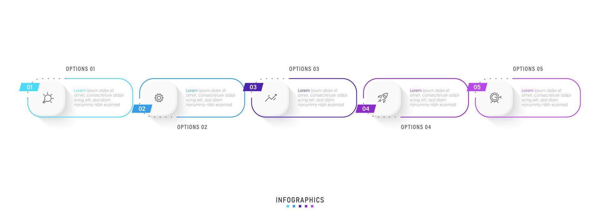 Vector Infographic label design template with icons and 5 options or steps. Can be used for process diagram, presentations, workflow layout, banner, flow chart, info graph.