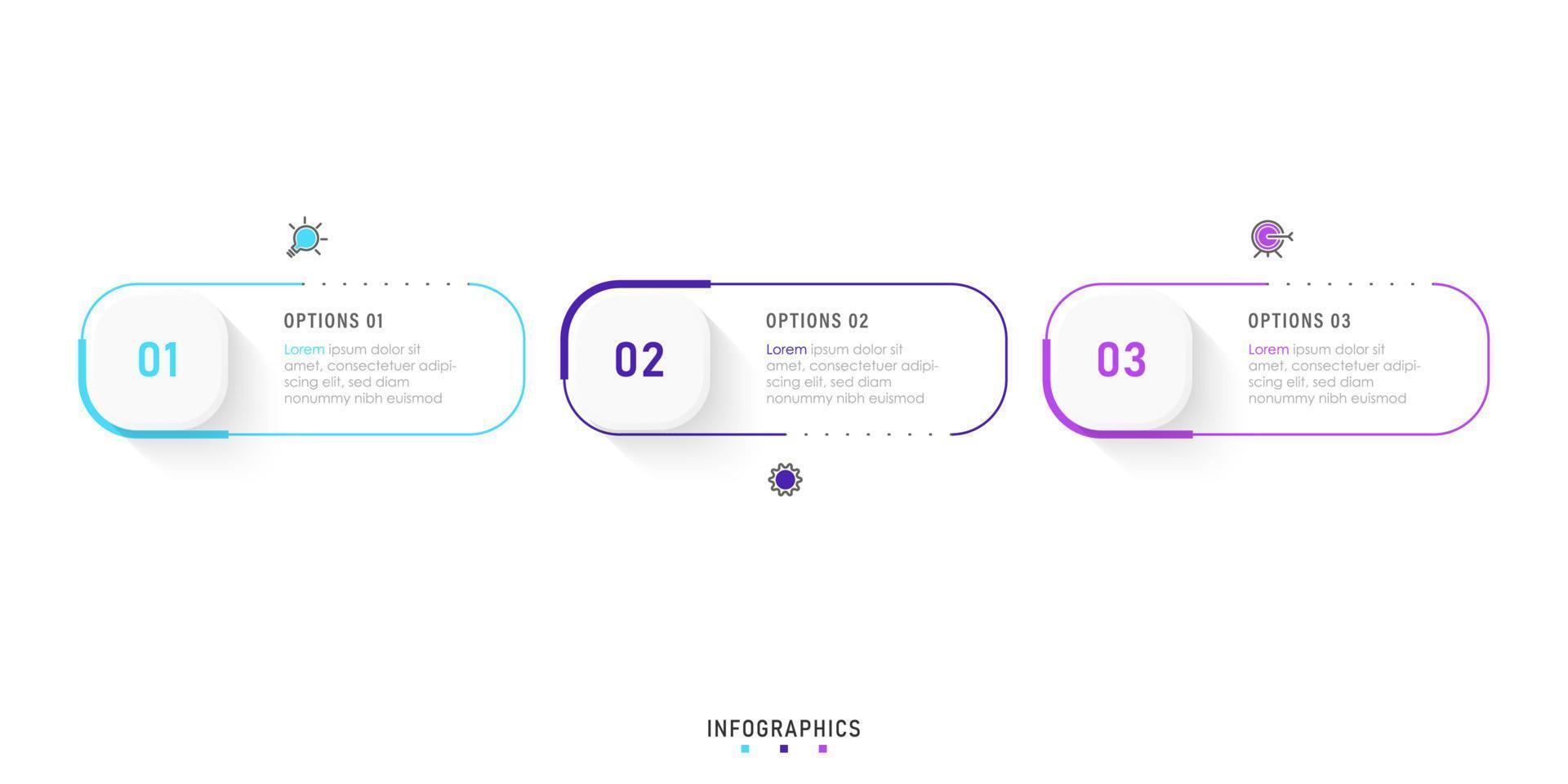 Vector Infographic label design template with icons and 3 options or steps. Can be used for process diagram, presentations, workflow layout, banner, flow chart, info graph.