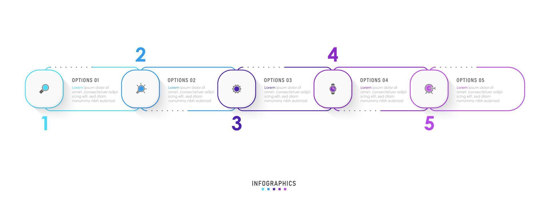 Vector Infographic label design template with icons and 5 options or steps. Can be used for process diagram, presentations, workflow layout, banner, flow chart, info graph.