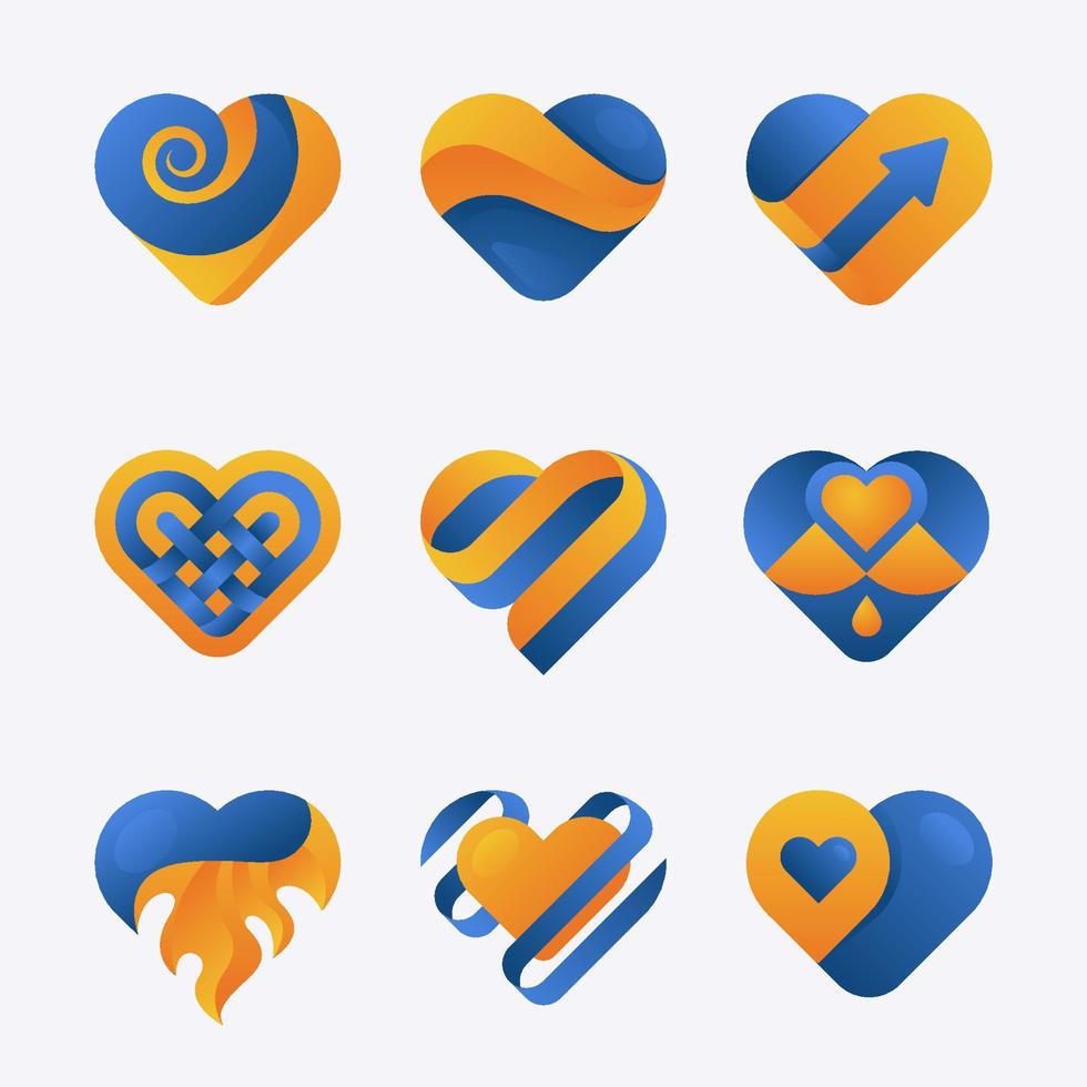 conjunto de logotipo de corazón vector