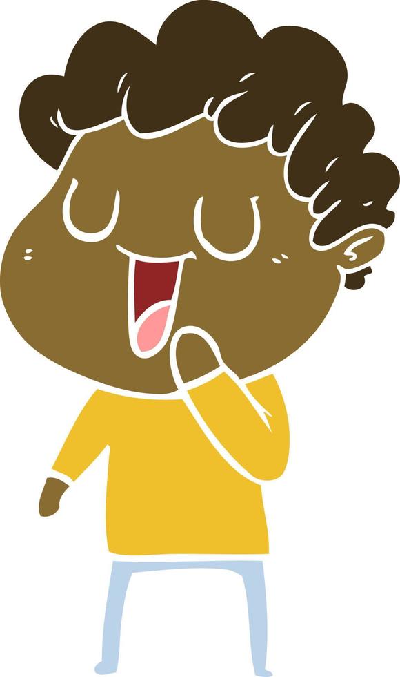 laughing flat color style cartoon man vector