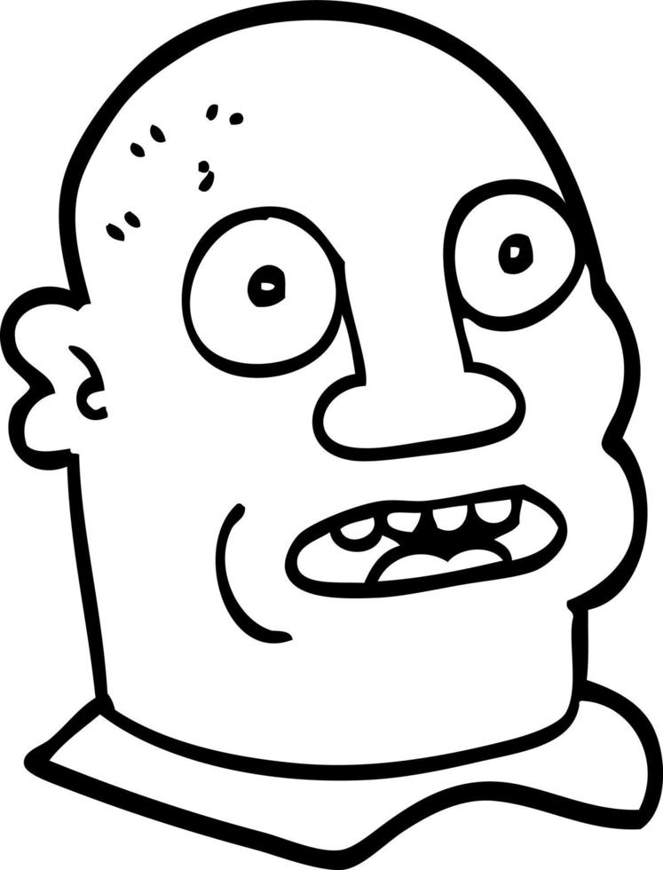 line drawing cartoon of a mans head vector