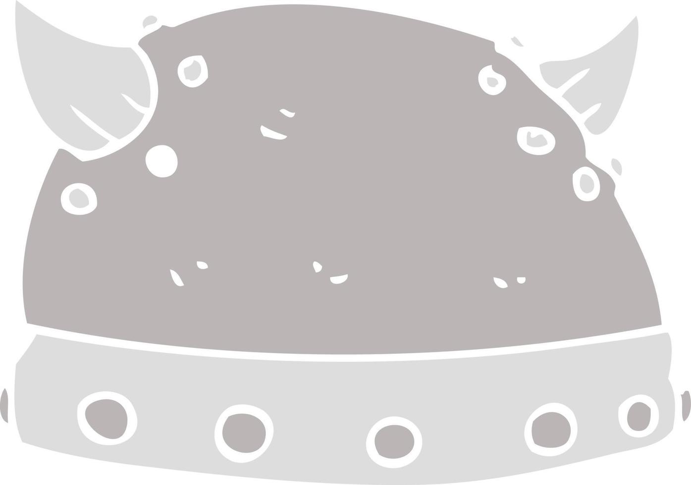 flat color illustration of a cartoon viking helmet vector