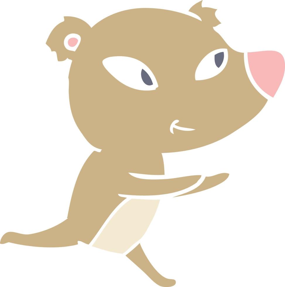 cute flat color style cartoon bear vector