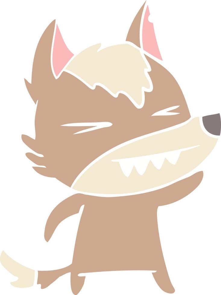 angry wolf flat color style cartoon vector