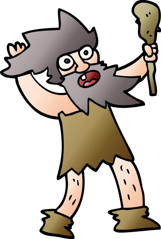 cartoon doodle crazy caveman vector