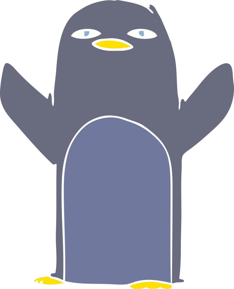 pingüino de dibujos animados de estilo de color plano vector