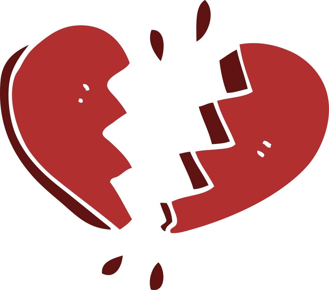 cartoon doodle broken heart vector