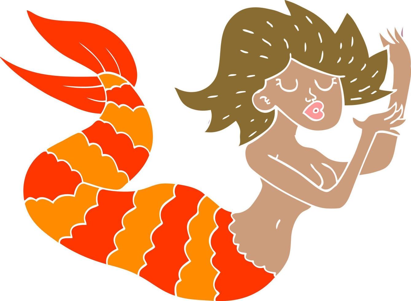 caricatura, garabato, mujer, sirena vector