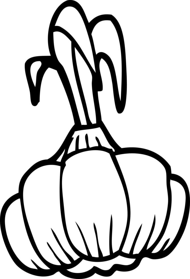 line drawing cartoon sprouting garlic vector