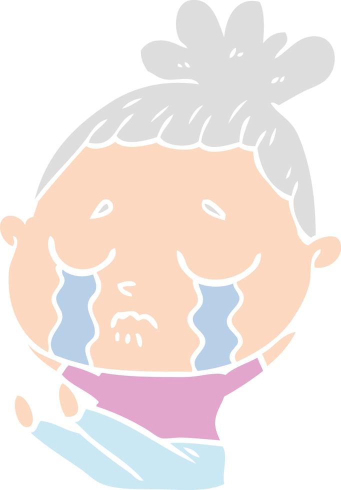 flat color style cartoon crying woman vector