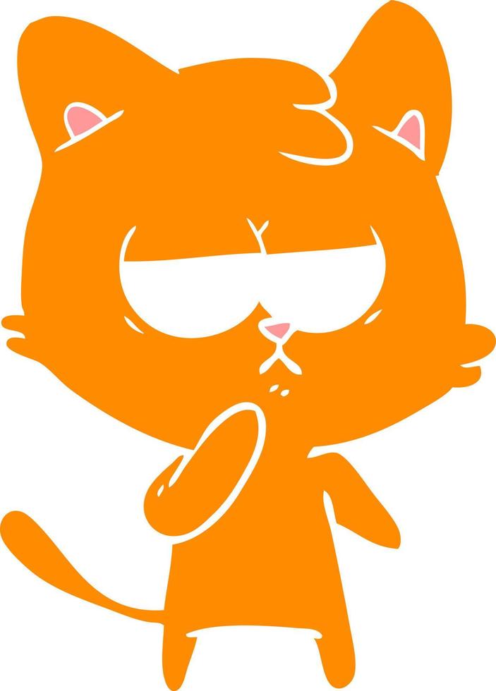 gato de dibujos animados de estilo de color plano aburrido vector