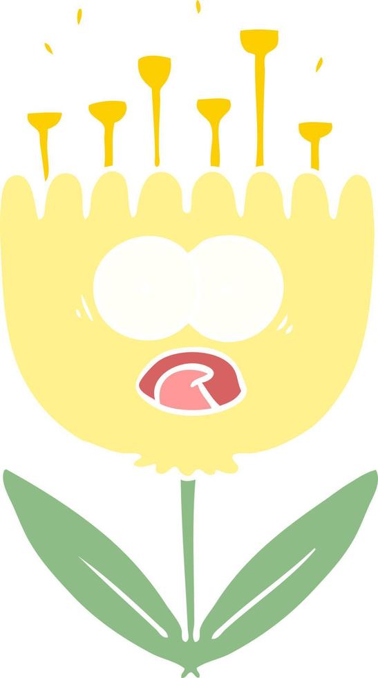 flat color style cartoon shocked flower vector