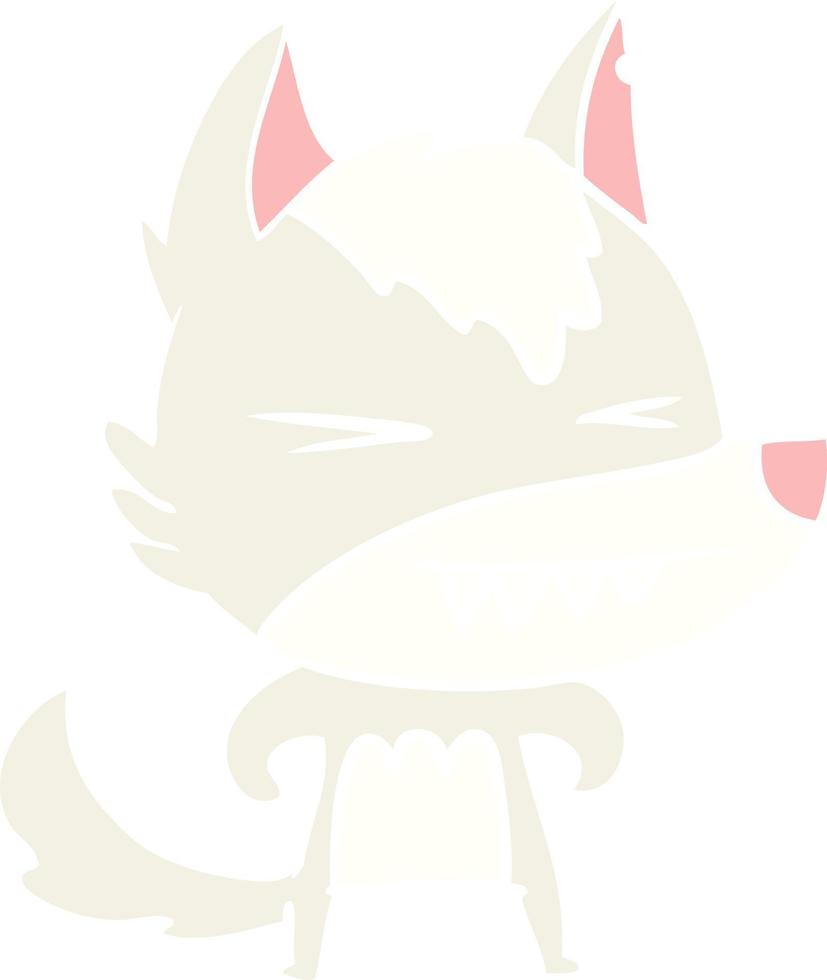 angry wolf flat color style cartoon vector