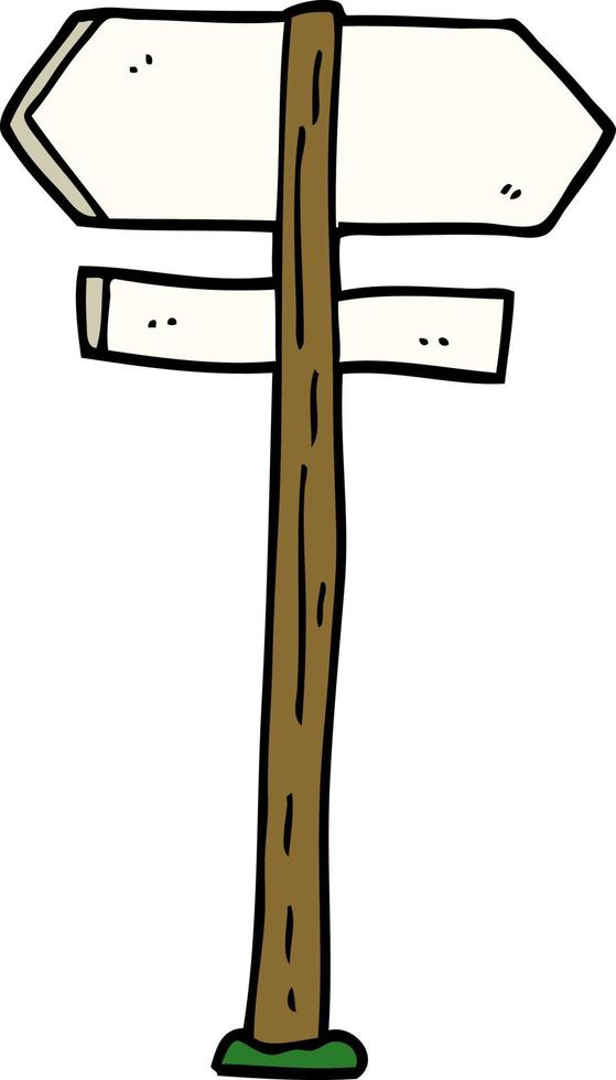 cartoon doodle painted direction sign posts vector