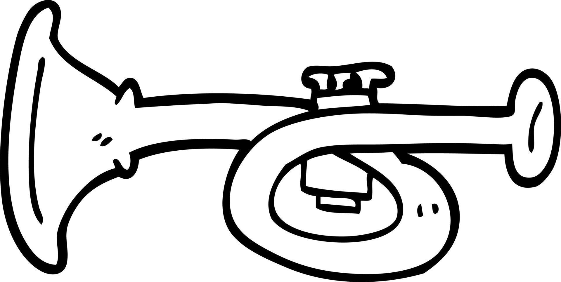 line drawing cartoon metal trumpet vector