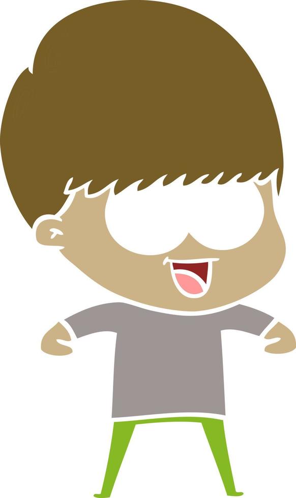 happy flat color style cartoon boy vector