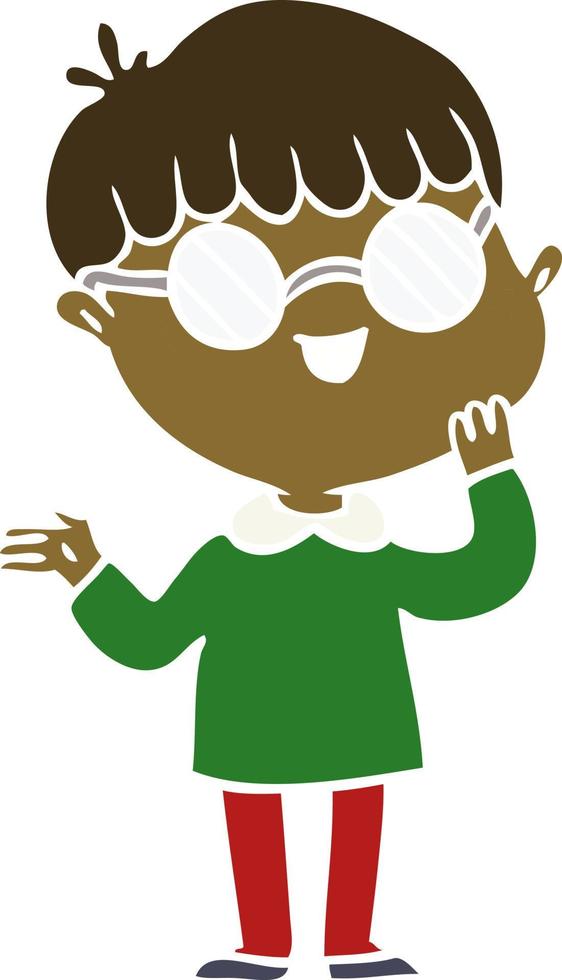 flat color style cartoon boy wearing spectacles vector