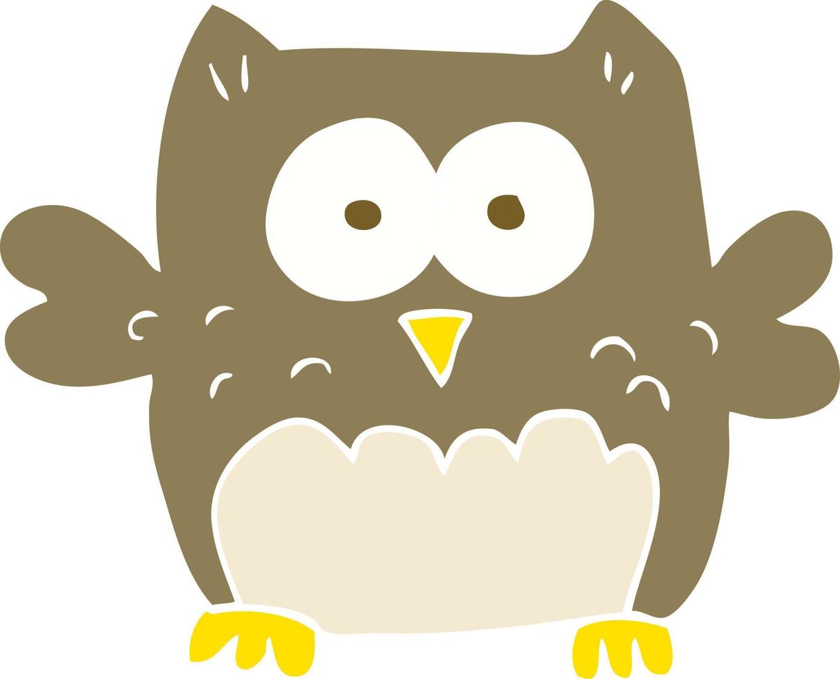 flat color illustration of a cartoon owl vector