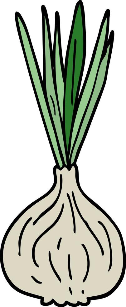 cartoon doodle sprouting onion vector