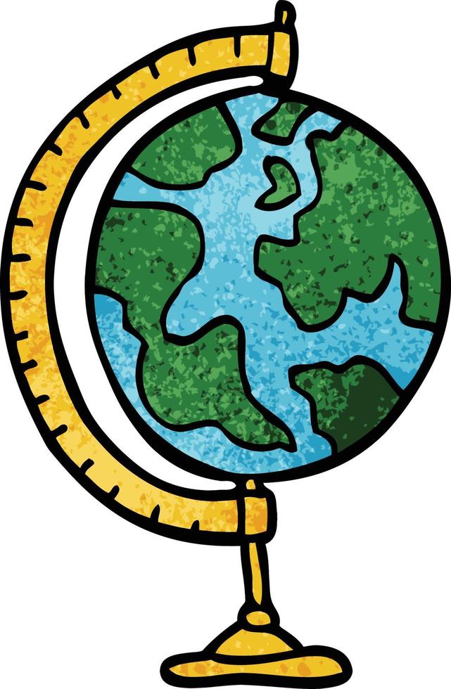 cartoon doodle globe vector