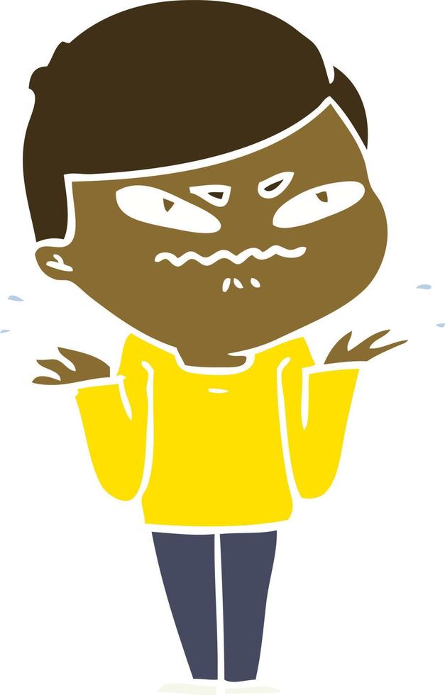 hombre exasperado de dibujos animados de estilo de color plano vector