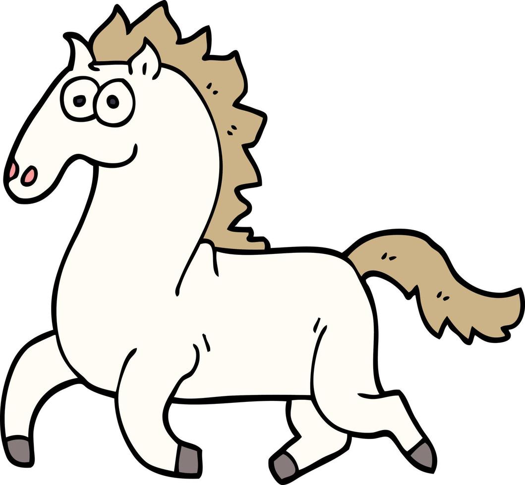cartoon doodle running horse vector