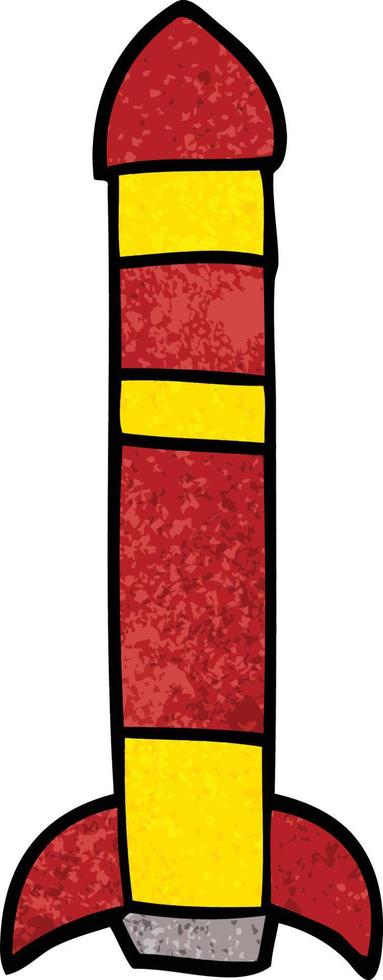 cartoon doodle tall rocket vector
