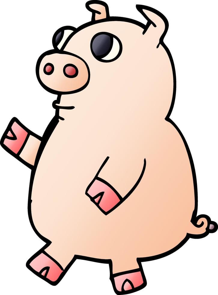 cartoon doodle funny pig vector